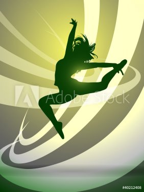 silhouette of a girl gymnasts, vector - 900511346