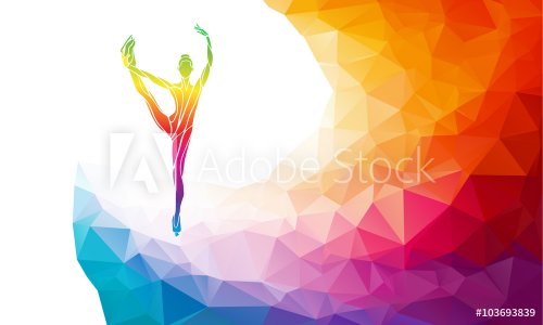Silhouette of ice skating girl on multicolor back - 901146970