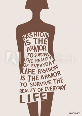 Silhouette of woman in dress from words. Vector - 901145917