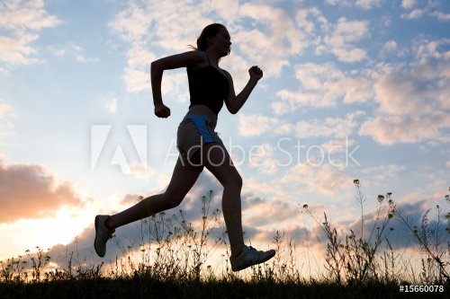 silhouette woman run