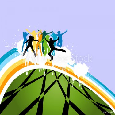 silhouettes dancing on a rainbow - 900461244