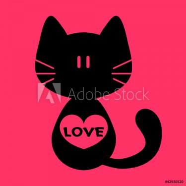 Simple romantic card with cat and heart - 900458661