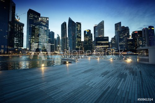 Singapore city in sunset time - 901138480