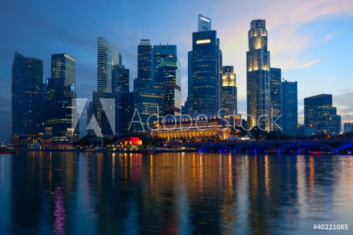 Singapore skyline in evening - 900213743