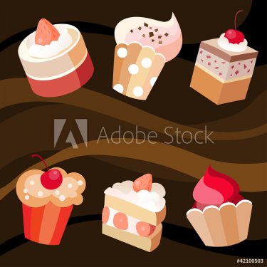 Six cakes set