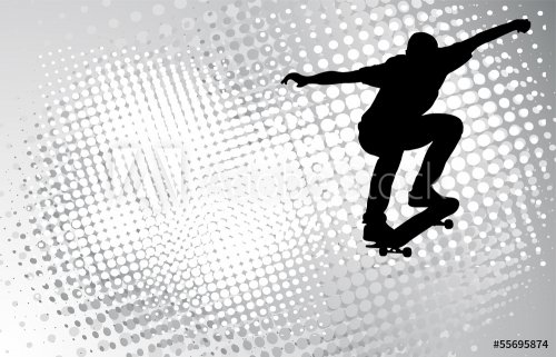 skateboarder on the abstract halftone background - vector - 901146964