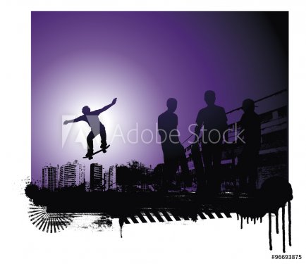 skaters in the night - 901146967