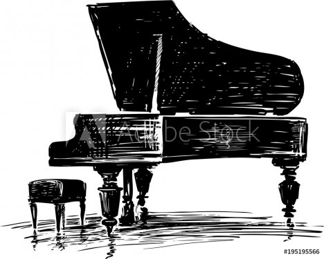 Sketch of a concert grand piano - 901154289