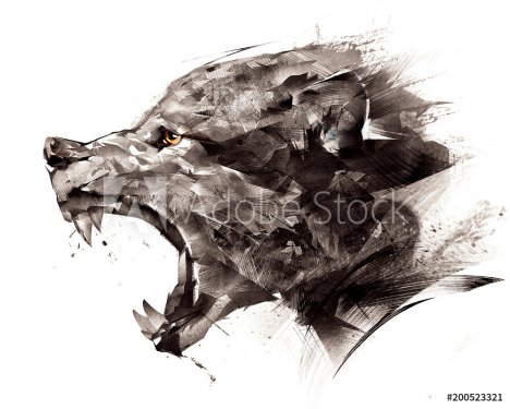 sketch wolf wolf sideways on a white background - 901153438