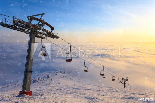 Ski lift on winter day - 901146451