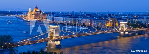 Skyline of Budapest with Chain Bridge and Parliament Building, Hungary