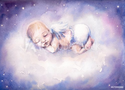 Sleeping angel.Watercolors - 901153789