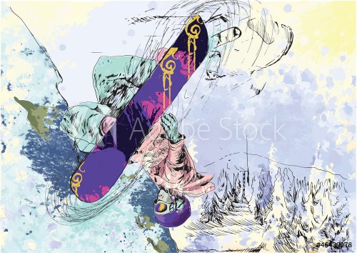snowboarder - hand drawing - 901139636