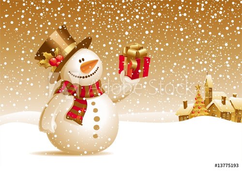 Snowman with gift for you - 900882279