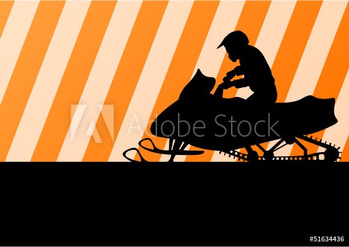 Snowmobile motorbike rider silhouette illustration