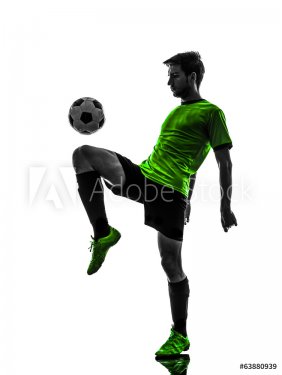 soccer football player young man juggling silhouette - 901141873