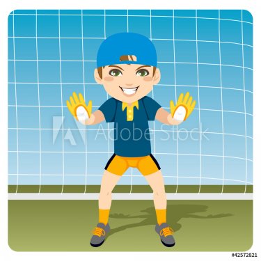 Soccer Goalkeeper Ready In Goal - 901138689