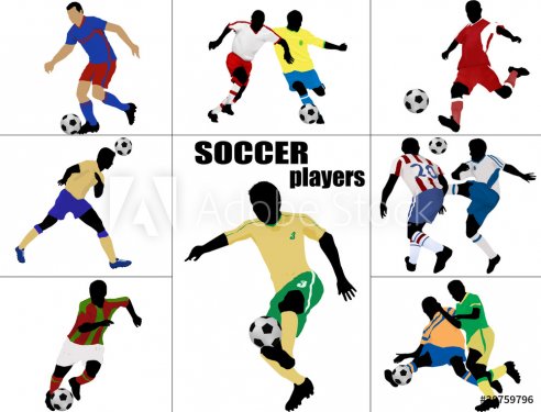 Soccer players silhouette - 900491583