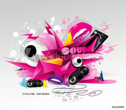 sound  abstract color illustration - 900485319