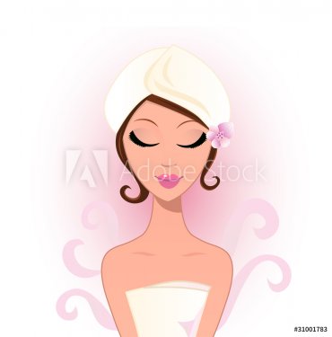 Spa and wellness: Beauty woman with flower. VECTOR - 900706083