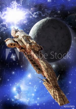 spaceship and moon - 900462404