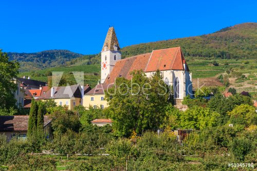 Spitz Village Church in famouse Wachau Valley, Austria - 901140762