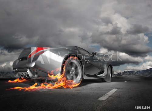 Sports car burnout. Original car design. - 900464440