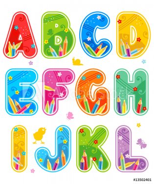 Spring or summer alphabet set letters A - L - 900452478