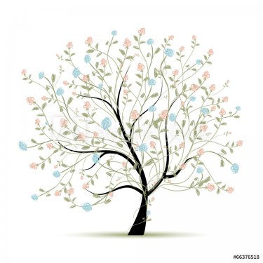 Spring tree with flowers for your design - 901147103