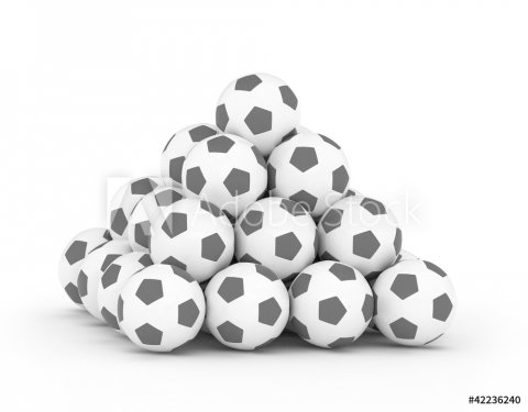 Stack of football soccer balls