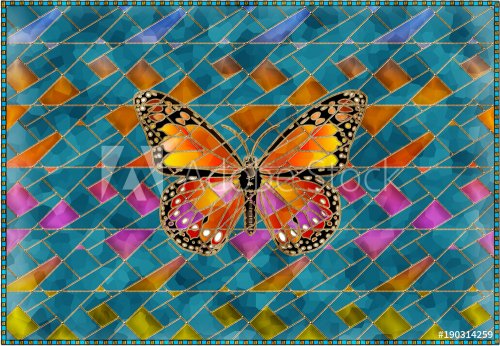 stained glass butterfly. 3D rendering. - 901151826