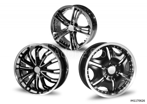 steel alloy car disks over the white background - 900464428