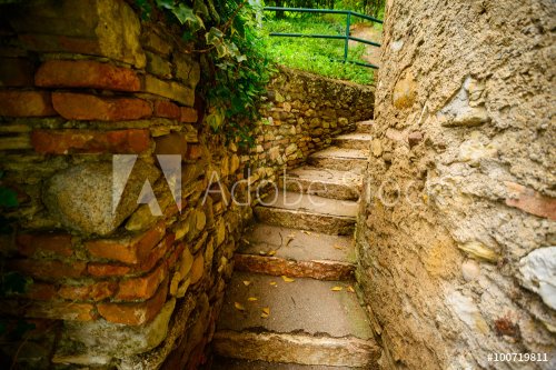 stone stairs in garden - 901146491