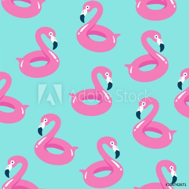 Summer pool floating with flamingo. Seamless pattern. Vector illustration. - 901151050