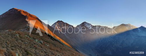 Sunbeam in mountain West Hight Tatra. Rohace - 900451747