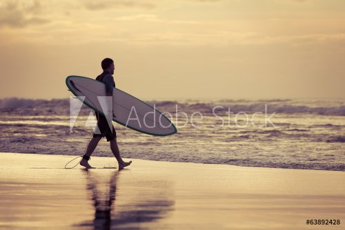 surfer silhouette during sunset - 901148782