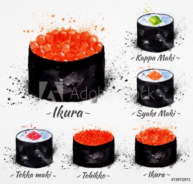Sushi watercolor Maki - 901143895