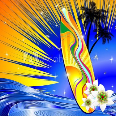 Tavola da Surf Mare Onde-Surf Design on Tropical Seascape - 900469212