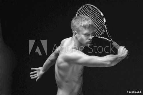 Tennis player with racket - 900671683