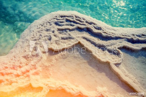 Texture of Dead sea. Salt sea shore - 901149125