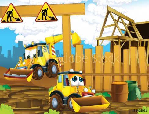 The cartoon digger - illustration for the children