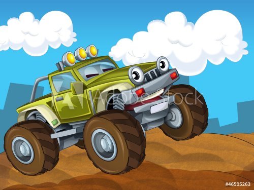 The off road cartoon car - illustration for the children