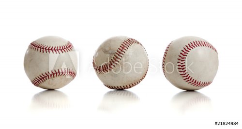 Three baseballs on white background - 900452879