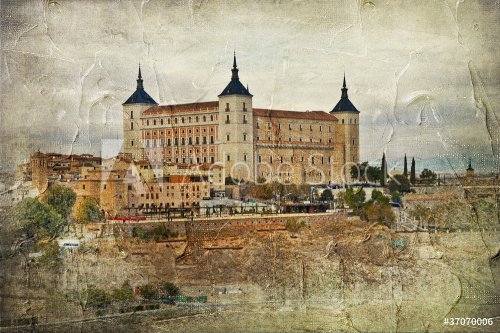 Toledo alcazar (Spain) - picture in painting style