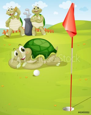 tortoise playing golf - 900460501