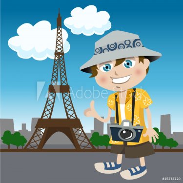 tourist guy (eiffel tower) - 900459798