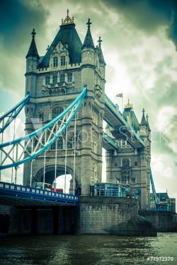 Tower Bridge London, UK with vintage tone