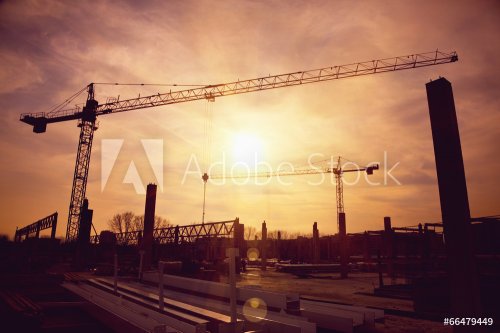 tower cranes at construction site - 901152748