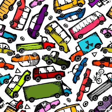 Toy cars collection, seamless pattern for your design - 901140248
