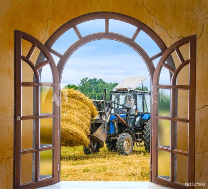 tractor with a hay